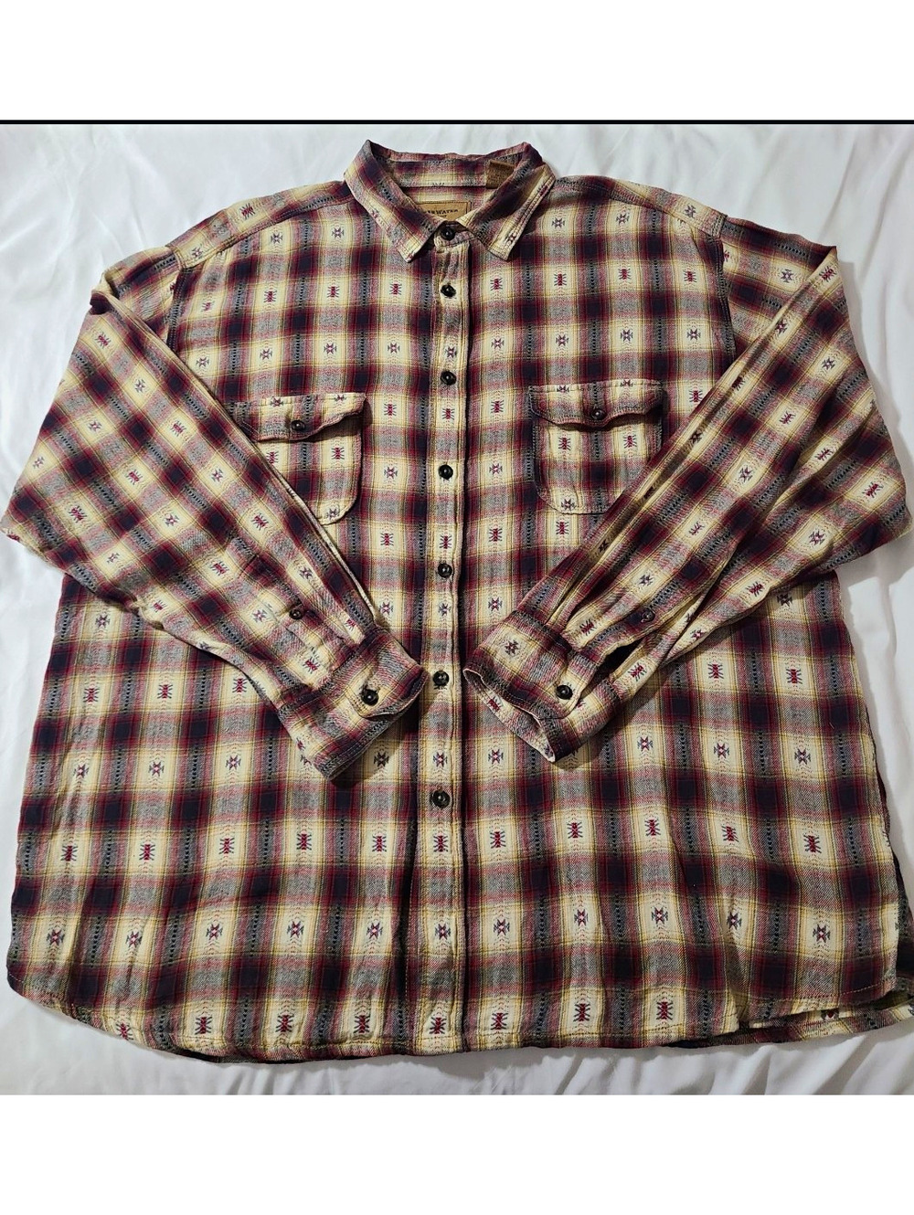 Clear Water Outfitters Mens 2XL Plaid Long Sleeve Button-Up Shirt Pockets